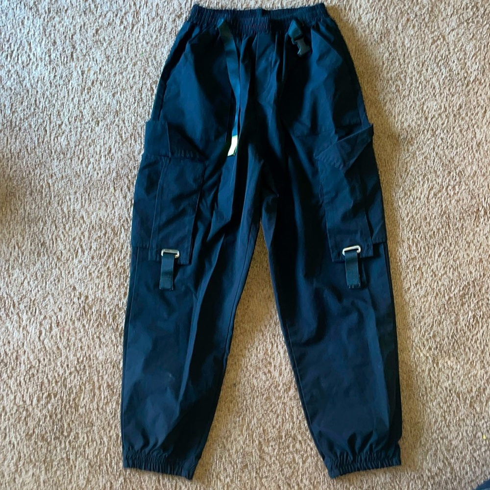 Black Cargo Pants with 6 Pockets